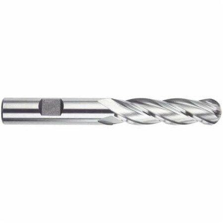 Morse End Mill, Ball Nose Center Cutting Long Length Single End, Series 4555, 12 Cutter Dia, 4 Overall 44301